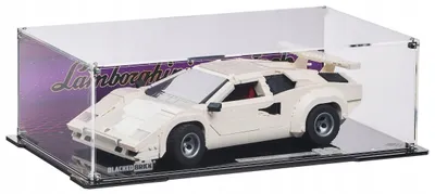 Produktbild von Blacked Brick Vitrine mit bedruckter Rückwand für LEGO® 10337 ICONS – Lamborghini Countach 5000