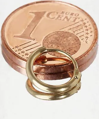 Produktbild von 2x 585 Echt Gold Single Herren Klapp Creole Ohrring Ohrschmuck Ohrhänger 9,0mm
