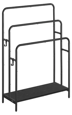 Produktbild von Handtuchhalter mit 3 Stangen, Metall/Spanplatte, 70 x 30 x 100 cm, schwarz