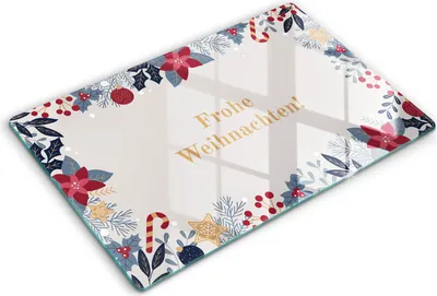 Produktbild von Glasschneideplatte - Herdabdeckplatte - 80x52 cm - Schneidebrett - Spritzschutz - Weihnachen: Frohe Weihnachten!