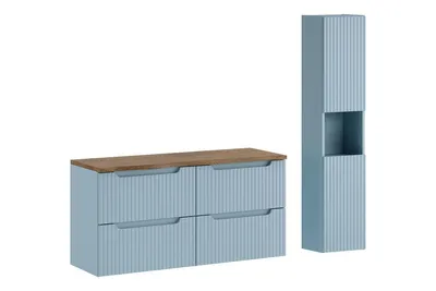 Produktbild von Badmöbel-Set Mit Hochschrank 2 Türen & 2 Unterschrank 60 cm , Nova Denim N BM376 - Denim