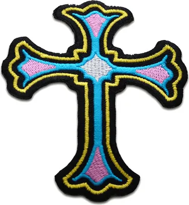 Produktbild von Kreuz Christuskreuz Religion - Aufnäher, Bügelbild, Aufbügler, Applikationen, Patches, Flicken, Zum Aufbügeln, Größe: 7,7 x 6,2 cm