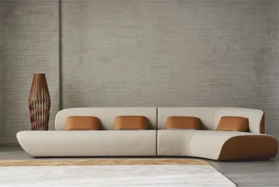 Immagine prodotto di Casa Padrino Divano angolare Grigio chiaro / Marrone 402 cm - Mobili Soggiorno e Hotel