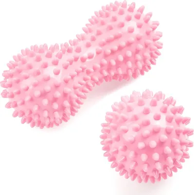 Produktbild von Massageball Set 2er-Pack Körper- und Fußmassageroller harter Pindamassageball für Plantarfasziitis Triggerpunkttherapie Tiefengewebe myofasziale Freisetzung hellrosa