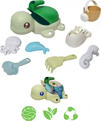 Produktbild von Woopie Green 2-in-1-Set „Schildkröte“ für Sand und Bad, 8-teilig, aus biologisch abbaubarem -Material