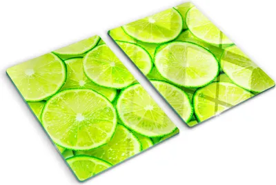 Produktbild von Tulup Glas Herdabdeckplatte - 2x40x52 cm - Glaskeramikkochfeld-Abdeckung Spritzschutz Glasabdeckplatte Kochplattenabdeckung und Schneidebrett - Zweiteilig - Essen & Getränke - Limes - Grün
