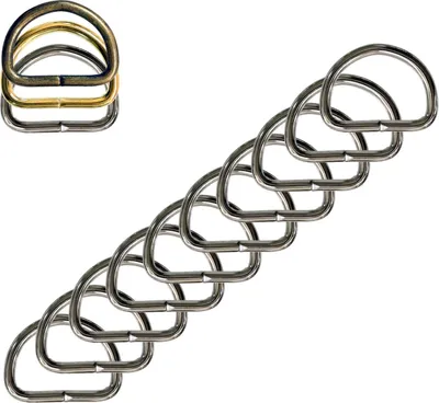 10 stabiler Halbringe D-Ringe silber