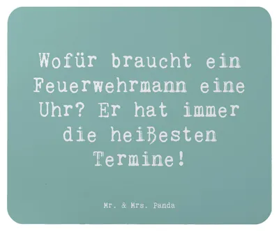 Produktbild von Mr. & Mrs. Panda Mauspad Spruch Feuerwehrmann Termine - Meeresbrise - Geschenk, laptop, kreative Geschenke, handgefertigte, Tapferkeit, mit Herz, für, mausteppich, Beruf