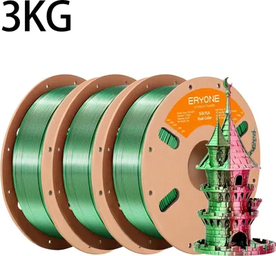 Image de Filament PLA pour imprimante 3D - Filament PLA bicolore - Diamètre 1,75 mm ±0,03 mm - Bobine de 3 kg - Enroulement parfait - Rouge et vert