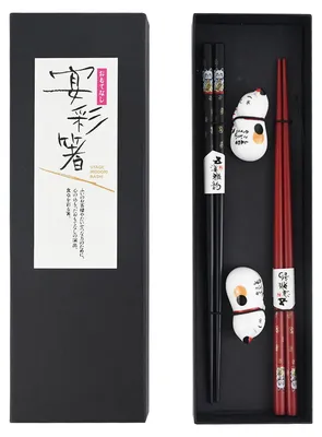 Sushi-Essstäbchen-Set 2 Paar Holz Katze Panda spülmaschinenfest