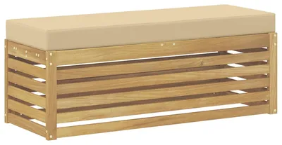 Zdjęcie produktu dla Stołek Ławka na Zewnątrz z poduszką Biały 115 x 43 x 45 cm