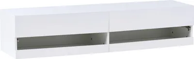 Produktbild von BELIANI TV-Möbel Weiß MDF-Platte 140 cm Lang mit LED-Beleuchtung Kabelführung 2 Türen Modern Stehend TV-Lowboard Fernsehtisch