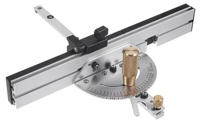 Immagine prodotto di Guida di precisione per seghe circolari da banco - Con set di accessori per giunti - 450 mm - Scala angolare - Guida di scorrimento - Supporto guida - Argento