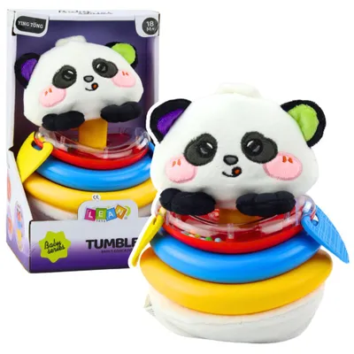Obrázok produktu pre Senzorický bubienok Panda pyramídová hojdačka hrkálka