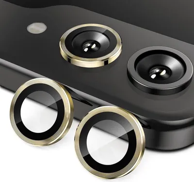 A close-up shot of camera lens protectors for a smartphone.