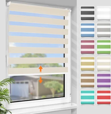 Produktbild von Grandekor Doppelrollo schnurlos Klemmfix Rollos für Fenster ohne Bohren & zum Bohren, Natur 75x150cm (B×H) Drücken Und Ziehen Springrollos, Lichtdurchlässig Aber Blickdicht