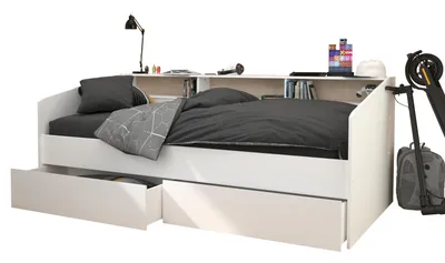 Produktbild von Parisot Sleep 4 Schubkastenbett 90x200 – Weiß/Grau/Rosa