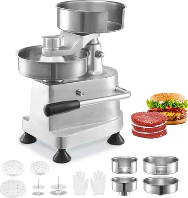 Immagine prodotto di VEVOR Pressa per hamburger commerciale - Macchina per hamburger da 10 / 13 / 15 cm, con 3 confezioni di carta per hamburger, pressa professionale per hamburger in acciaio inox, perfetta per le polpette di hamburger Accessori per la cucina e il barbecue