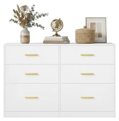Image de Commode avec 6 tiroirs, meuble de rangement | Blanc | 119 x 40 x 78 cm