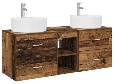 Immagine prodotto di vidaXL Set di 3 mobili da bagno in legno di recupero, 49,5 x 44,5 x 65 cm