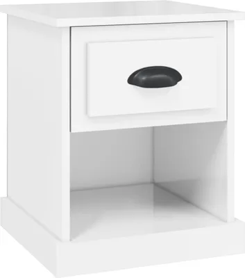 Obrázok produktu pre vidaXL Nočný stolík s vysokým leskom biely 39x39x47,5 cm Materiál drevo