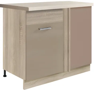 Productafbeelding van Hoekonderkast - PREMIO 24D - Hoekonderkast 110 cm, beige hoogglans