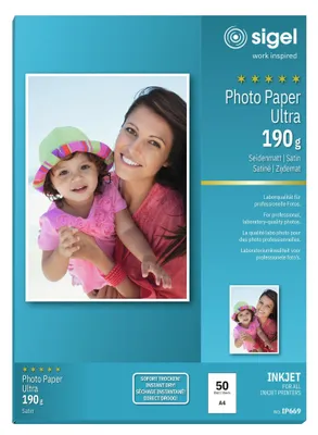 Obrázek produktu pro sigel Ultra-Foto-Papier, DIN A4, seidenmatt, 190 g/qm