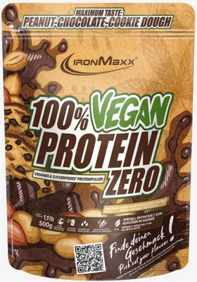 Produktbild von IronMaxx 100% Vegan Protein Zero – 500g-Beutel Peanut Chocolate Cookie Dough