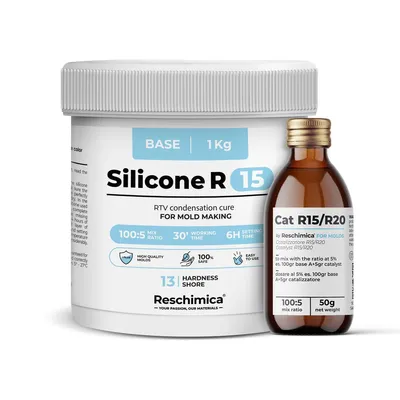 Obrázok produktu pre Prémiový formovací silikón R15 - tekutý silikónový kaučuk na výrobu foriem, duplikačný silikón, samovzdušňujúci (1 kg)
