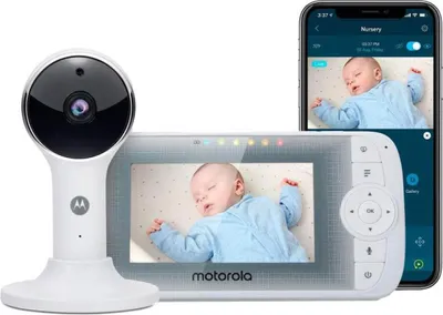Immagine prodotto di Motorola Nursery VM64-4.3 Video baby monitor WiFi con telecamera - app per smartphone, supporto magnetico, lunga portata, audio bidirezionale, zoom digitale, temperatura ambiente, ninne nanne, visione notturna