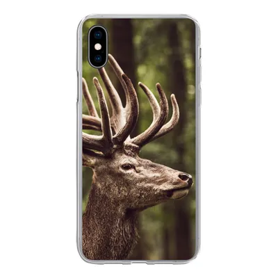 Produktbild von MuchoWow® Handyhülle Schutzhülle Hülle für iPhone Xs Hirsch - Natur - Geweih - Wald - Tiere Silikon Softcase Handy Hülle - Handytasche