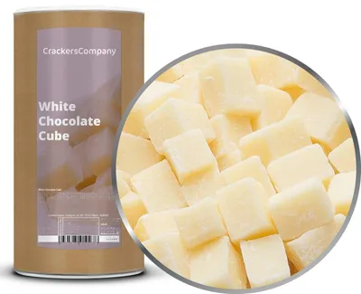 Produktbild von CrackersCompany Schoko-Weiß-Würfel (White Chocolate Cube), Membrandose groß 800 g