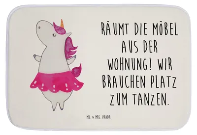 Produktbild von Mr. & Mrs. Panda Badteppich Einhorn Ballerina - Weiß - Geschenk, Badvorleger, Wohnung, Badezimmer Matte, Duschvorleger, Unicorn, Badezimmerteppich, Geburtstag, Badematte