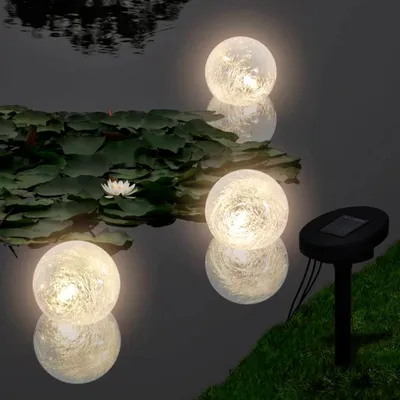 Zdjęcie produktu dla vidaXL Kule solarne LED pływające 3 płomienie do basenu stawowego