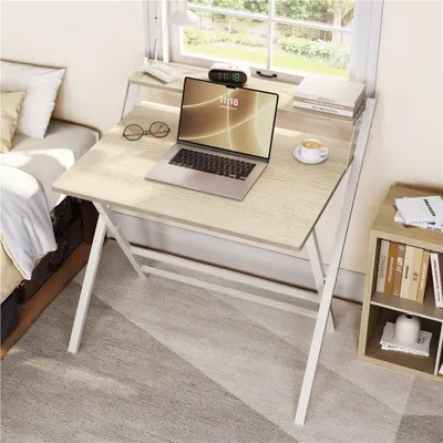 Produktbild von Yaheetech Schreibtisch klappbarer Computertisch mit Monitorständer 2-stufiger Arbeitstisch mit Ablage Laptoptisch