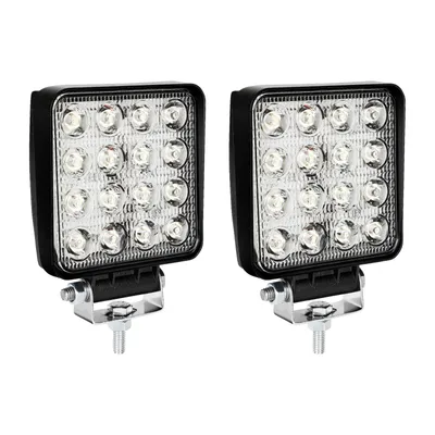 Image de Yakimz Rectangle LED Phare de travail IP67 étanche 12V 24V LED Phare pour camion,tout terrain, SUV, ATV,tracteur Phare de recul 48W 2 pièces