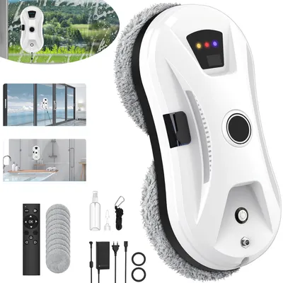 Produktbild von Fensterputzroboter mit Sprühfunktion, Elektrischer Fensterputzer, Fernbedienung, Zweifacher Schutz, Für Innen- & Außenfenster