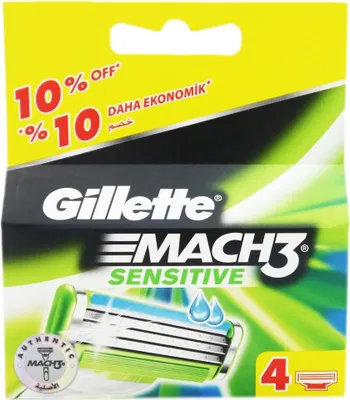 Immagine prodotto di 4 lame per rasoio Gillette Mach 3 Sensitive, 4 lame di ricambio, confezione originale, NUOVE