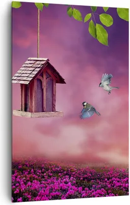 Produktbild von Bild auf Leinwand - Leinwandbild - Einteilig - Vögel Wiese Garten Dekoration - 80x120cm - Wand Bild - Wandbilder - Leinwanddruck - Wanddekoration - Leinwand bilder - Wandbild - PA80x120-3115