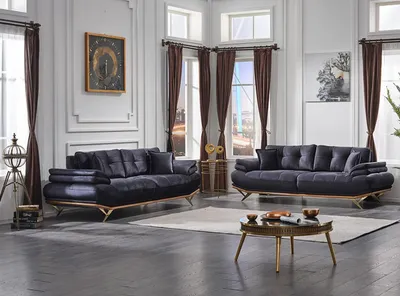 Produktbild von 2x Sofa Dreisitzer Wohnzimmer Textil Komplett 3+3 Sitzer Garnitur