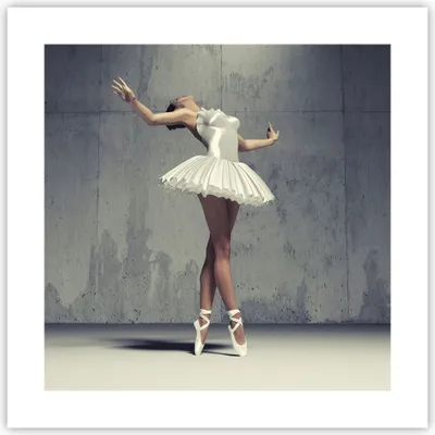 Produktbild von Poster - Poster ohne Rahmen - Ballerina Weiß Wand - 40x40 cm - Wand Bild - Wanddeko - Wandbilder - Kunstposter - Wandposter - Bilder - Kunstdruck - Wanddekoration - Wandbild - P2XAC40x40-4344
