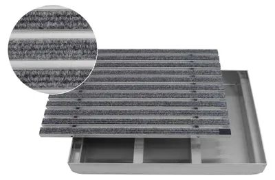 Produktbild von ACO Eingangsmatte Vario + Emco Bodenwanne 75mm Aluminium, Rips Hellgrau,Größe:100x50cm