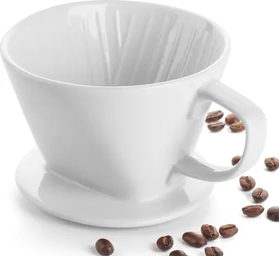 Produktbild von Kaffeefilter Porzellan, Gr??e 2 Kaffee Dauerfilter aus Keramik fš¹r 2 Tassen Kaffee, Permanent Kaffeefilter fš¹r Zuhause, CafšŠ, Restaurants, Geschenk fš¹r Mama, Papa, Freunde, Soft White