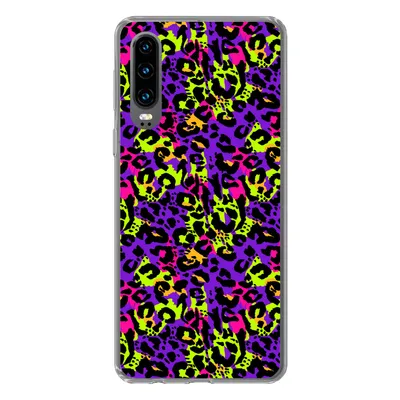 Produktbild von MuchoWow® Handyhülle Schutzhülle Hülle für Huawei P30 Tiermuster - Regenbogen - Neon Silikon Softcase Handy Hülle - Kartenbesitzer