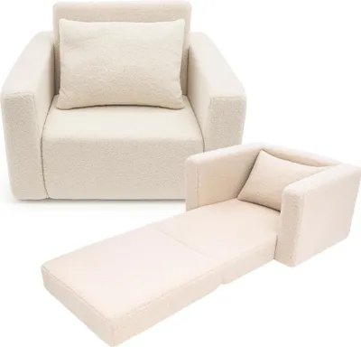 Image de Odolplusz Fauteuil pour enfants pliable Canapé pour enfants Mini-fauteuil Chaise pour enfants Fauteuil douillet pour chambre d'enfant - beige