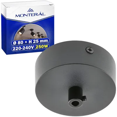 Productafbeelding van Plafondrozet, diameter 80 mm, hoogte 25 mm, zwart, geschikt voor kroonluchters en hanglampen