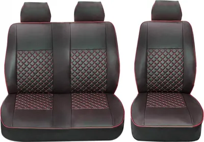 Obrázok produktu pre Poťahy sedadiel – ochranné poťahy pre Ford Transit 2010–2013, umelá koža, čierna a červená, 2+1