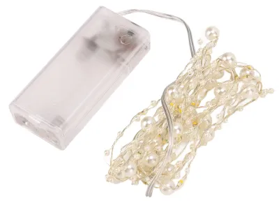 4er-Set LED-Lichterketten mit weißen Perlen, DIY-Deko