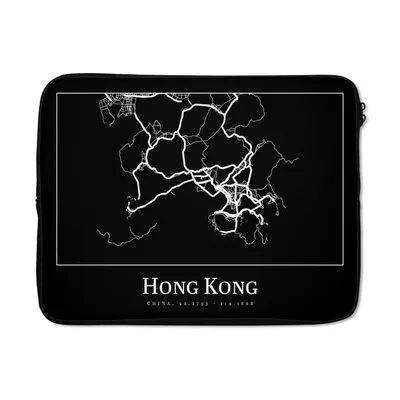 Produktbild von MuchoWow® Laptop Hülle 17 Zoll Laptoptasche Hongkong - Karte - Stadtplan - Routenbeschreibung - Zipper - Schutzabdeckung