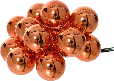 Produktbild von Weihnachtskugeln am Draht 2cm Glas 12 Stück - Warmorange glänzend